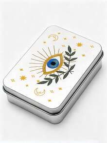 Evil Eye & Hamsa Hand Print Tarot Card Storage Tin Box, Portable Metal Tarot Deck Holder, Witch Astrology Oracle Card Box, Can Store Crystal Jewelry, Oracle Card Tin Box, Astrology Divination Accessories, Birthday, Halloween, Christmas Gift (Cards Not Included) - Multicolor - View 11
