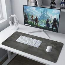 Grey Minimalist Extra Long Mouse Pad, Non-Slip Rubber Base, Office Home Gaming Gift, Desk Accessory For Him/Her Study, Office Supplies, Mouse Pad, Keyboard Pad, Laptop Pad - Gray Texture - View 4