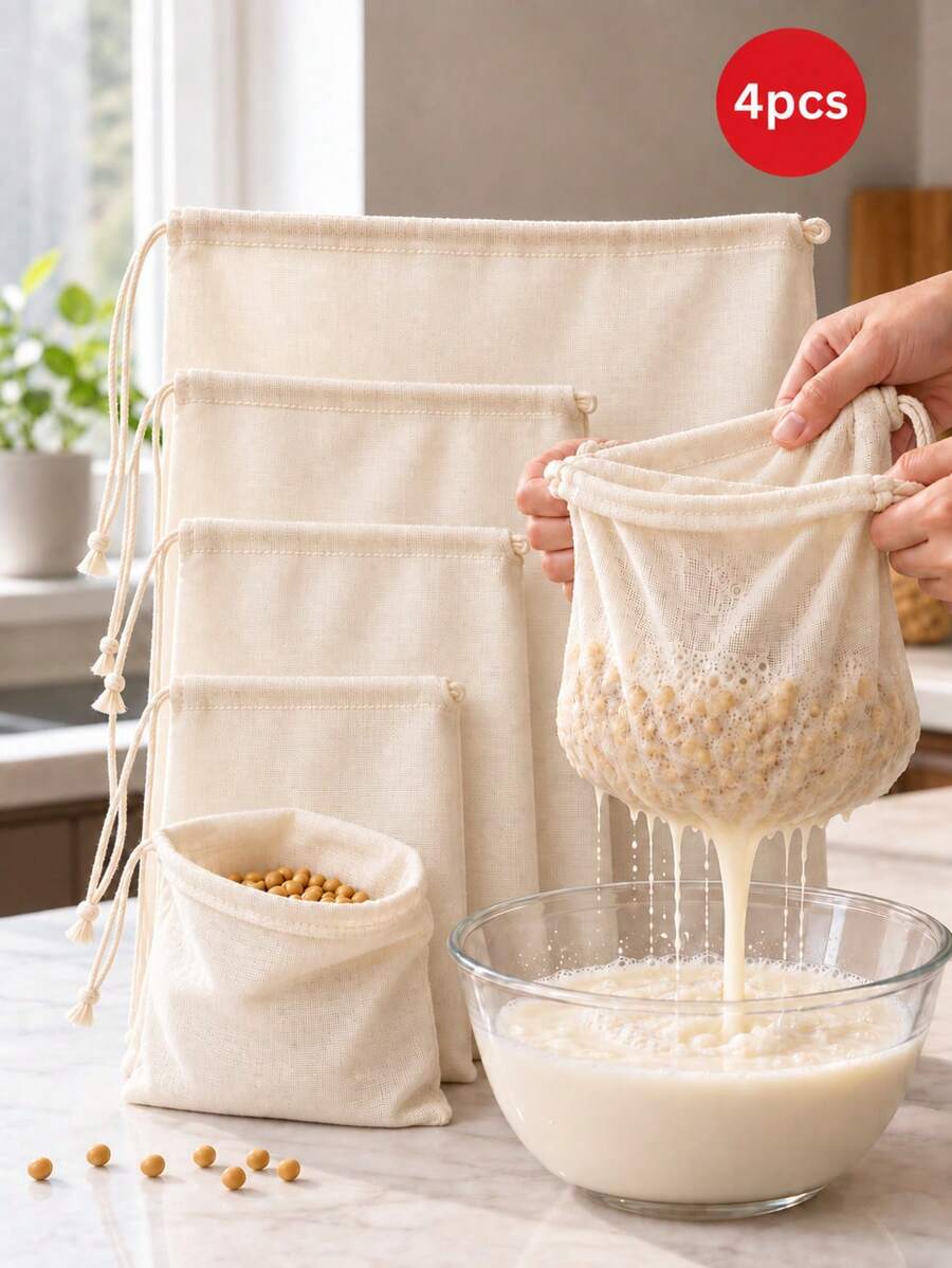 Pack Of 1/4/5/ 10pieces, Multi-Size Cheese Cloth, Reusable, Unbleached Fabric, Ultra-Fine Gauze, For Cooking - Nut Milk Bag Filter