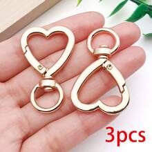 3/6pcs Heart Shape Swivel Snap Hooks Metal Spring Gate Keychain Clasps Rotatable O Ring Lobster Clasp For DIY Key Ring Bag Charm Making - Multicolor - View 8