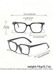 1set 2pcs 3-8Y Kids Rivet Detail Square PC Plain Glasses, Simple Design For Holiday And Casual Outings With Glasses Box - Multicolor - View 11