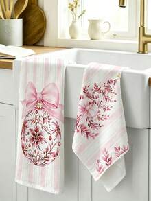 2pcs Kitchen Absorbent Towels, Made Of Polyester Material, Christmas Pattern Print, Suitable For Kitchen, Bathroom, Ideal Choice For Housewives And Family Gatherings, High Cost-Effective Home Supplies, Great Room Decoration. - Multicolor - View 6