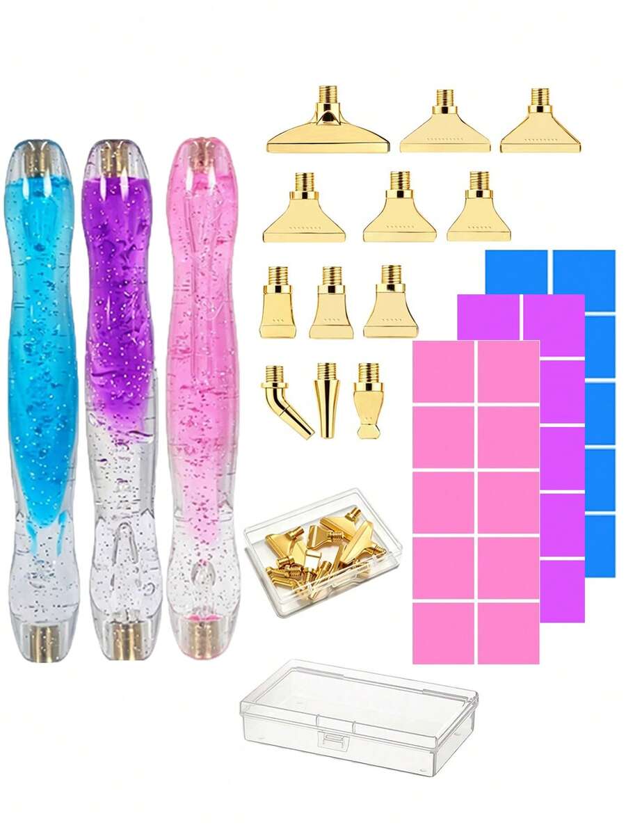 New Diamond Brush Set, Gradient Point Drill Pen, Containing Multiple Replaceable Nib, Diamond Mud And Storage Box. Suitable For DIY Handicraft Tools And Holiday Gifts. - A - View 1