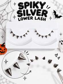 Halloween 1pair Spiky Lash, Self-Adhesive, Non Adhesive ,Bottom Lashes, Metallic, Cosplay, Subculture, Creative Makeup, Extremely Fine, Transparent Stem, Reusable, Party Style - View 5