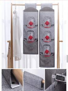 Multi-Layer Hanging Storage Organizer Bag, Closet Drawer-Style Fabric Storage Bag With Compartments, Can Store Pants And Clothes, Dorm Style - Grey - View 5
