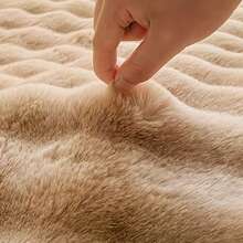 1pc Faux Rabbit Fur Bubble Plush Rectangular Large Area Luxury Cream Style Wavy Shaped Decorative Rug, Fluffy Soft Premium Polyester Plush Home Living Room Sofa Mat, Bedroom Bedside Carpet, Study Dressing Room Decorative Rug, Machine Washable Non-Fading - Khaki - View 9