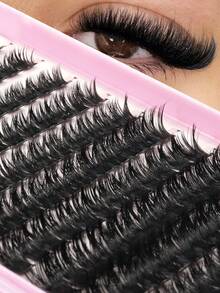 264pcs Self-Adhesive Cluster Lashes, D-Curl Fluffy Faux Mink False Eyelashes, No Glue Needed Press On Segmented Lashes, Reusable Lightweight DIY Eyelash Extensions For Beginners, Everyday Eye Makeup - D - View 3
