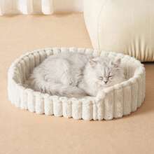 1pc Pet Bed For Cats And Dogs, Winter Warmth And Insulation, Suitable For Small, Medium And Large Pets, Plush Material With High-Density Sponge, Fast Rebound, Semi-Enclosed Bottom, Anti-Slip And Moisture-Proof, Puppy House, Kitten House - Multicolor - View 4
