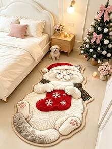 1pc 2D Printed White Cat Decorative Rug, Thickened Rug, Thick Rug, Plush Rug, Autumn/Winter Rug, Thickened Rug, Decorative Rug, Bedroom Decor, Small Rug, Rug, Home Decor, Living Room Rug, Living Room Small Rug, Bedroom Rug, Living Room Home Decor, Outdoor Rug, Washable Rug - Multi-color E - View 4
