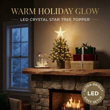1pc 9.45in LED Lighted Christmas Tree Topper Star, Transparent Textured Warm White Five-Pointed Star Ornament, Battery Powered Xmas Tree Top Decor For Holiday Party Home Decoration - Star - View 9