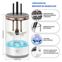 Electric Makeup Brush Cleaner With Transparent Container, One-Button Operation, Two Modes (Fully Automatic And Semi-Automatic), Deep And Fast Cleaning, Suitable For Small, Medium, And Large Makeup Brushes. - White - View 7