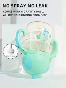 1個 260ml 卡通吸管杯，可愛嬰兒訓練杯，360°飲水，防漏耐用，附刻度與手把，適合日常使用 - 恐龍款綠色 - 查看 8