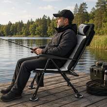 Foldable Camping Chair Adjustable Backrest Portable Fishing Chair - Grey - View 3