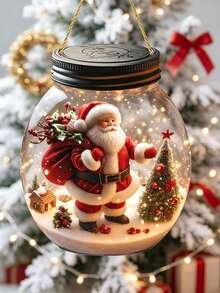 5pcs/1pc 2D Acrylic Santa Claus Christmas Hanging Ornament, Tree Pendant, Wish Bottle Shaped Christmas Tree Hanging Decoration, Multi-Functional Keychain And Backpack Charm, Christmas Holiday Decoration, Holiday Home Decor, Christmas Party Gift - A - View 1