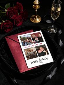 1pc Personalized Greeting Card, Creative Customized Couple Design & Text, Happy Birthday Card, Anniversary Card, Special Gift For Couples, Back To School Multi-Functional, Stamp, Decorative Customized Gift, Suitable For Men And Women, Ideal Gift For Him/Her, Family, Friends, Students, Colleagues, Clients, Applicable For Anniversary, Graduation, Wedding, School Opening, Business/Work/Office Occasions. - Sets - View 3