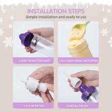 Juego de 8 Jeringas para Decorar Postres ,El kit incluye una herramienta de émbolo, 2 acopladores, 1 punta de relleno, 4 puntas de decoración, plástico, blanco y morado - Blanco - Ver 5