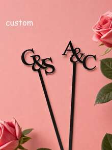 10/30/50/100pcs Custom Wedding Personalized Letter Stirrer | Party Decoration, Acrylic Gold Mirror Letter Custom Acrylic Stirrer - Multicolor - View 6