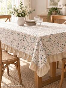 Bubaba Taplak Meja Berumbai Motif Bunga Vintage, Penutup Meja Makan Persegi Panjang Gaya Rumah Pertanian, Taplak Meja Motif Botani dengan Tepi Berumbai Warna Beige untuk Dapur, Ruang Makan & Dekorasi Rumah - MultiWarna - View 9