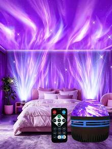 1pc Aurora Water Ripple Effect Atmosphere Projection Light, USB Powered Indoor Multi-Function LED Lamp, Starry Sky Atmosphere Light, E-Book Reading Light, Home Decor Atmosphere, Suitable For Bedroom, Living Room, Holiday Gift - Multicolor - View 4