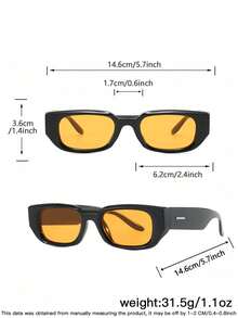 1 PC Men's Rectangle Fashion Glasses Narrow Frame PC Material Solid Color Lens Casual Style Lightweight For Driving Outdoor Street With Glasses Box - Multicolor - View 9