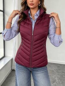Women Winter Coats - Burgundy - View 3