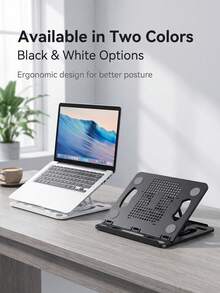 Dudukan Pendingin Laptop dengan Kipas Terintegrasi yang Dapat Berputar 360°, Desain Berongga untuk Pembuangan Panas Cepat, Peninggi Tinggi Komputer yang Dapat Dilipat dan Disesuaikan Berbagai Sudut, Dudukan Pendingin Universal untuk Laptop dan Tablet di Kantor dan Rumah - View 2