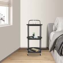 Metal Frame Serving Cart For Kitchen, Dining Room, Rolling Bar Cart, Mobile Storage Cart - Black - View 8