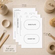 4pcs French Ceramic DIY Reusable Templates, Butter Dish Complete Design Pattern Set, Includes Base, Body, Tray And Lid, Convenient For Ceramic Artists To Trace Clay Bodies, Suitable For Studio Handmade Creation - White - View 6