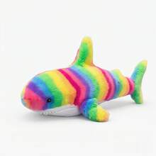 1pc Rainbow Shark Shape Plush Figure, 30cm Length, For Desktop Ornament - Multicolor - View 10