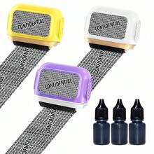New Wide Anti-Identity Theft Protection Roller Stamp + 3 Refill Bottles Set, Protect Your Privacy And Security (Dream Purple/Warm Yellow/Moon White) Morandi Color Privacy Confidentiality Stamp, Best Friend Gift - Morandi Large Window Privacy Stamp + 3 Refill Set - A005 - View 3