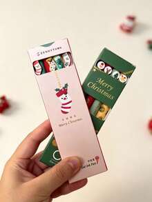 2/4/8pcs Christmas Limited Edition Neutral Pen Set, Includes 4 Pens And 10 Ink Refills. Or You Can Choose 8pcs Set With 0.5mm Black Ink Refills. This Is A Practical Christmas-Themed Ballpoint Pen Perfect As A Back-To-School Gift Or New Semester Gift. Comes With A Full Set Of Replacement Ink Refills, Suitable For Students' Writing Practice And Also As A Holiday Gift, Random Style. - Multicolor - View 3