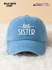 1件裝「Litter SISTER」字母印花棒球帽，春夏百搭復古軟頂爸爸帽，做舊水洗風 - B - 查看 19