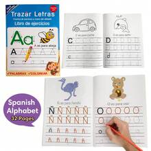 Lachilly 32-Page Spanish Alphabet Tracing Workbook, Children's Letter Writing Practice Activity Book, Preschool Kindergarten Early Education Handwriting Practice Workbook, Student School Supplies - Multicolor - View 12