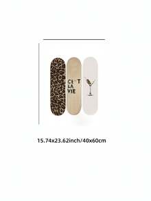1/3pcs Frameless Brown Leopard Zebra Skateboard Y2K Wall Art Dorm Gift - Multi-color - View 11