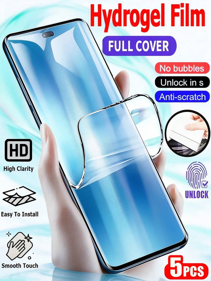 5 قطع فيلم هيدروجيل تغطية كاملة متوافق مع Xiaomi 17T 17 Pro Max 15 Ultra 14 Pro، K80 K70 Note17 Pro Max Note17 Pro، واقي شاشة ناعم عالي الدقة، بدون فقاعات، مضاد للبصمات، إصلاح الخدوش تلقائيًا، سريع بالبصمة، بدون حافة بيضاء، ليس زجاجًا مقسى