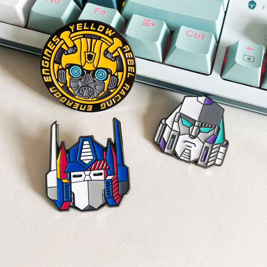 Hasbro Transformers Merchandise Bumblebee Brooch, Optimus Prime Cartoon Metal Badge, Student Backpack Charm, Birthday Gift - Multi-color - View 1