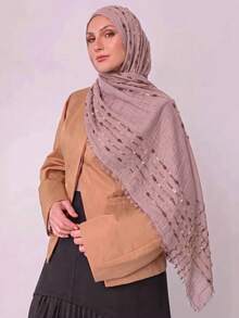 1pc Fashion Long Distressed Line Pattern Scarf With Four-Sided Short Fringe, Breathable Outdoor Women's Headscarf, Shawl, Daily Wear Accessory, Birthday Gift - Multicolor - View 8