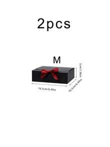 10/5/2pcs Kotak Hadiah Hitam dengan Tutup dan Pita, Cocok untuk Acara Pengiring Pengantin, Pernikahan, Acara Menyambut Bayi, Berbagai Pesta, Hari Valentine, Ulang Tahun, Kerajinan DIY, Penyimpanan Kosmetik, dan Dekorasi Wisuda - hitam - View 6