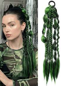 Wig Braid, Ponytail, Headband Style, Color Blocked, High Ponytail Braid, Hair Extensions, High-Temperature Silk Extensions, Hair Extensions - Multicolor - View 12