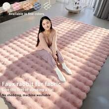 1pc Faux Rabbit Fur Bubble Plush Rectangular Large Area Luxury Cream Style Wave Decor Rug, Fluffy Soft Premium Polyester Plush Home Living Room Sofa Mat, Bedroom Bedside Carpet, Study Room, Walk-In Closet, Pet Mat, Chair Cushion, Machine Washable, Fade-Resistant, Creates Cozy Home Atmosphere - Dusty Pink - View 8