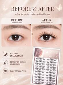 WANPIN WAN PIN Divine Girl 60 Clusters False Eyelashes, Natural Thin Cluster Lashes, Lightweight Soft Segmented Lashes, Easy To Wear, Perfect Fit, Daily Makeup Doll Eye Style - C - View 3