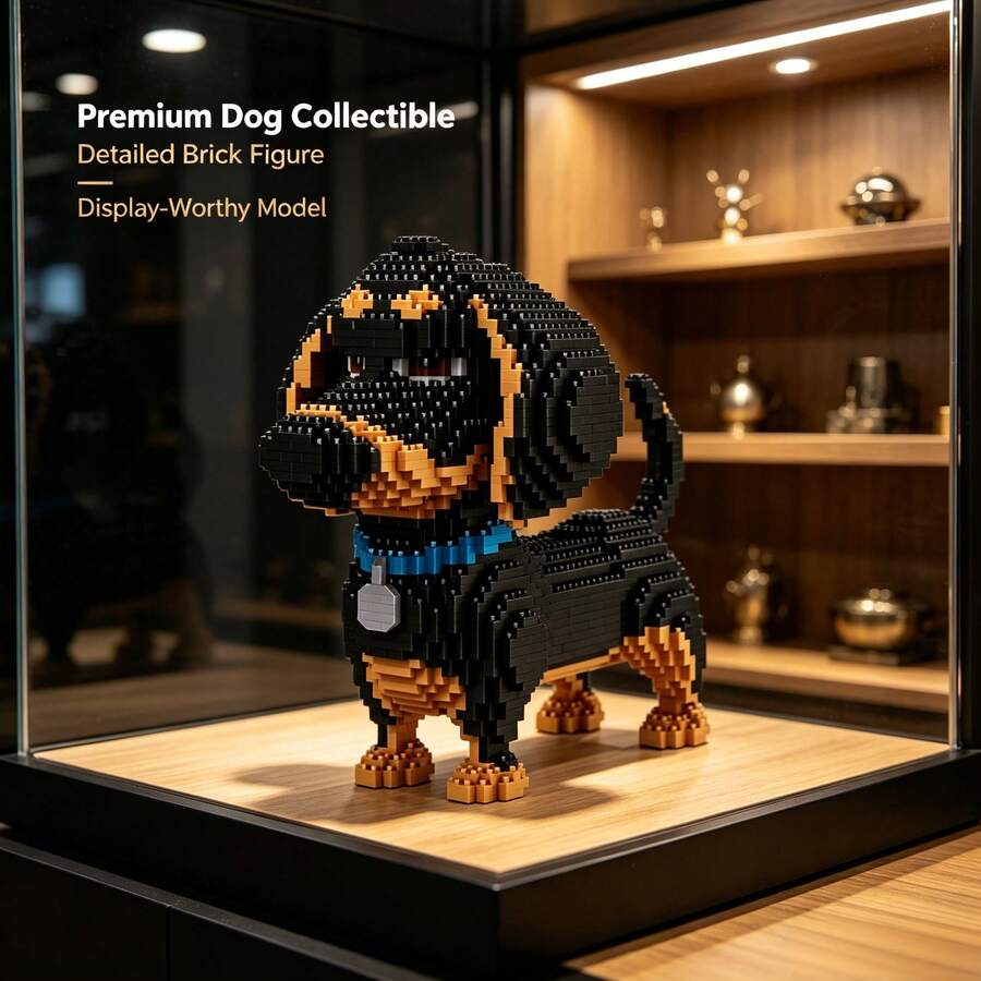 1938Pcs Micro Mini Cartoon Dog Building Blocks Set,3D Animal Assembly Model,Vivid Shape & Rich Colors,Styles:Black Dachshund,Husky,Schnauzer,Corgi,Great For Pet Lovers,Home Desktop Decor,Birthday Gift,Collectible Ornament - Multicolor - View 1
