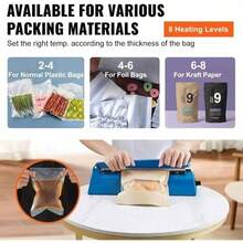 Manual Sealer, Transparent Plastic Bags, Rubber Stock, Customized Plastic Sealer, Hand-Pressed Impulse Sealer, Kitchen. Autumn/Winter Product Promotion, Rated Power: 110W - Japan A Type Plug(100V) - View 10