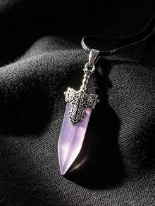 1pc Vintage Simple Sword Pendant Necklace For Men - Antique Silver - View 15