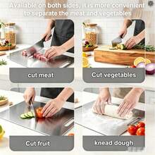 2pcs/1pc Titanium Kitchen Cutting Board, Stainless Steel Cutting Board Set, Suitable For Meat, Fruit And Vegetables - Silver - View 10
