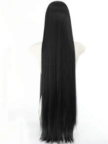 40"Long Black Wig For Women Straight Middle Part Synthetic Wig For Cosplay Halloween - Multicolor - View 10