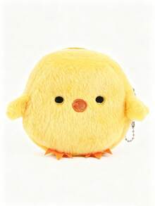 1pc Kids Cute Chick Pattern Plush Soft Fabric Large Capacity Zipper Keychain Coin Purse, Kawaii Style Small Storage Bag, Suitable For Daily Use And Holiday Gifts - Multicolor - View 2