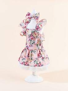 1pc Dog Cat Mesh Wedding Dress Bow Cute Fashion Elegant Charming Creative Personalized Design Print Pet Dress - Multicolor - View 4