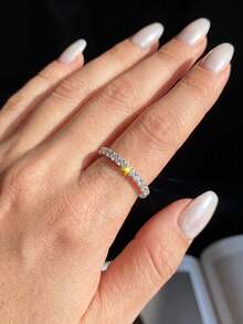 1pc Moissanite Ring Minimalist 1.8mm Fairy Design Suitable For Women's Daily Wear And Special Occasions - Round Moissanite Ring - View 4