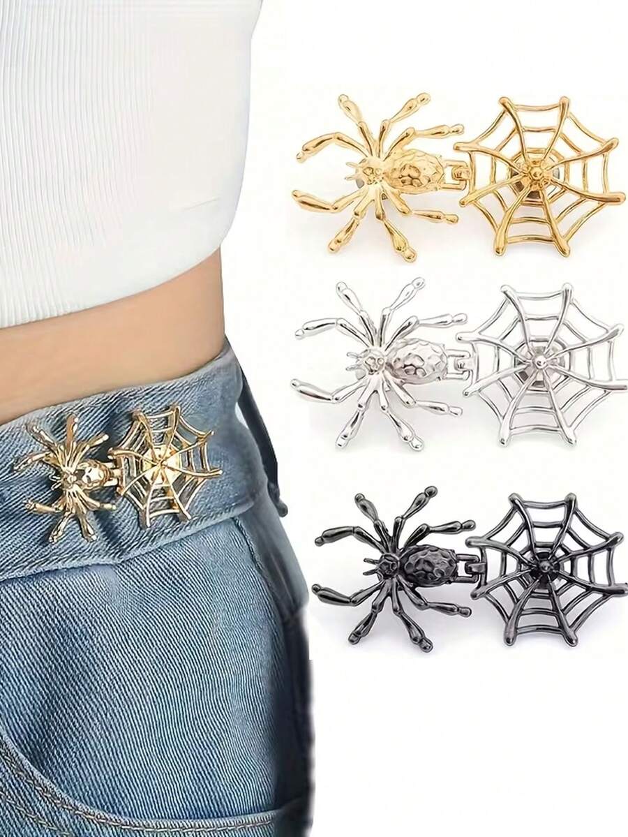 Spider Web Waist Buckle, New Detachable Button-Free Waist Adjuster, Waist Size Modifier: Metal Hook-Style Detachable Adjustable Waist Buckle - Detachable, Adjustable Waist, Helps You Easily Slim Your Waist - A - View 1